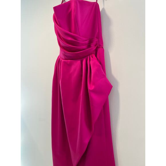 Victor Costa Fuchsia Strapless Dress with Black Coat - Picture 3 of 16